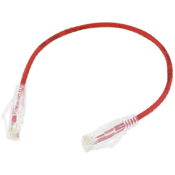 Nippon Labs 28 AWG Snagless Ultra Slim Cat6 Ethernet Patch Cable - Network Internet Cord - RJ45, Stranded, 550Mhz, UTP, - 1ft, Red