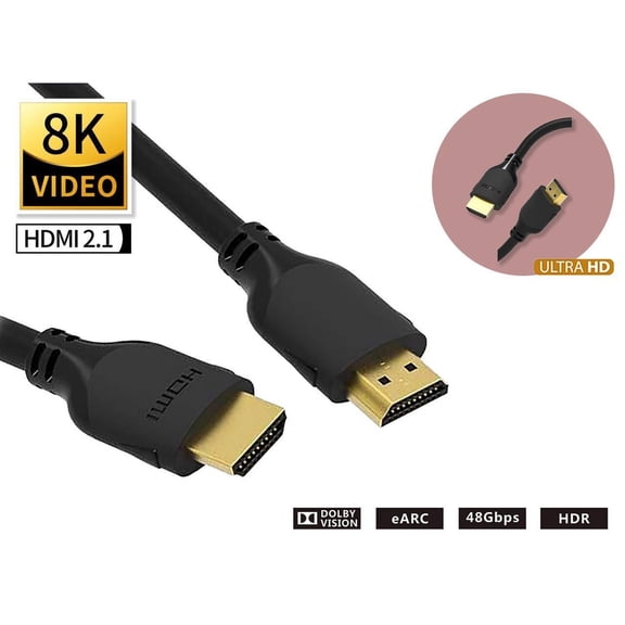 Nippon Labs 30AWG 8K HDMI Cable 3 ft. HDMI 2.1 Cable Real 8K, High Speed 48Gbps 8K(7680 x 4320)@60Hz, 4K@120Hz Dolby Vision, HDCP 2.2, 4:4:4 HDR, eARC Compatible with Apple TV, Samsung QLED TV, 80HDMI