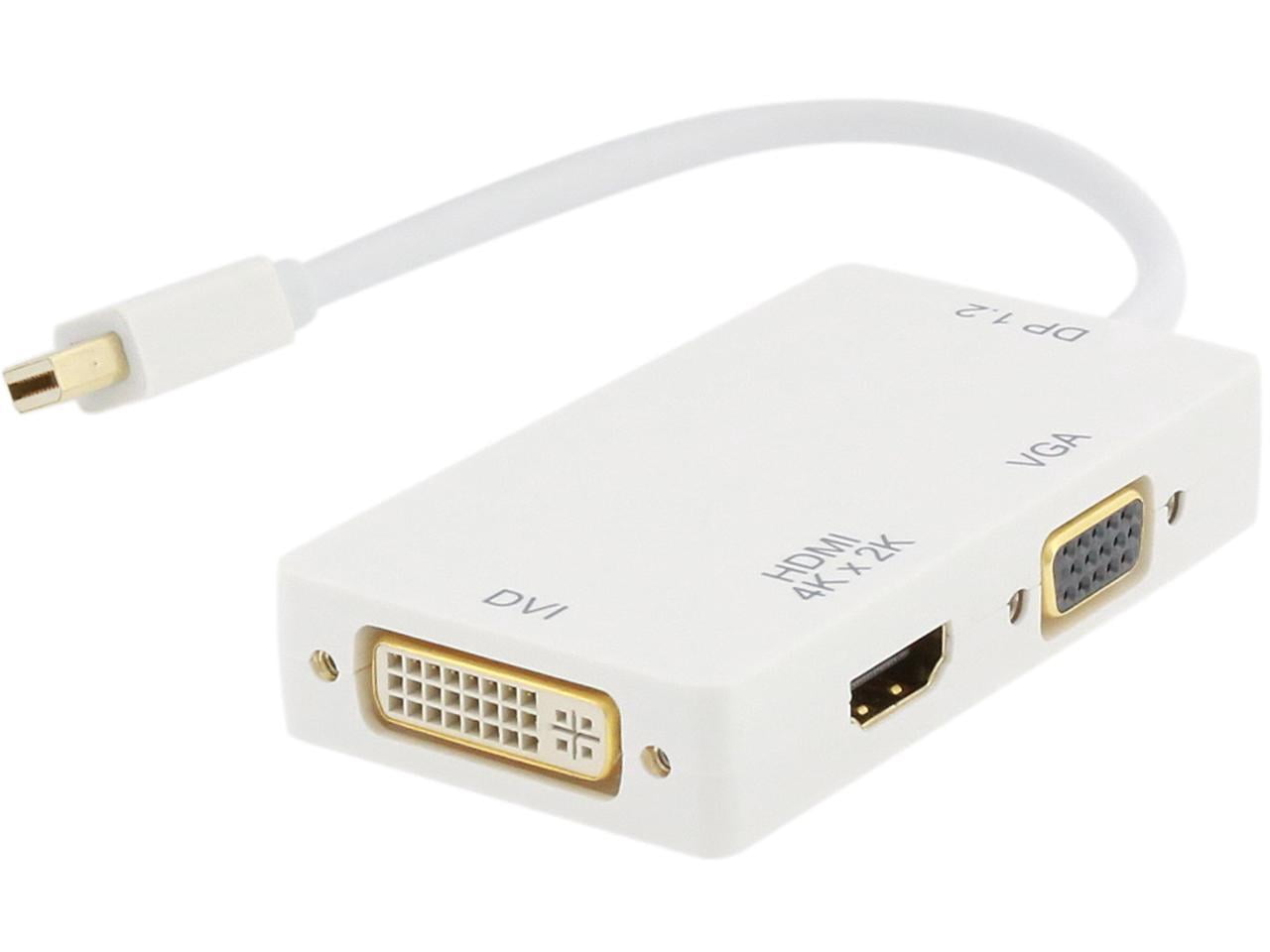 Nippon Labs 30DP-MDP-HDV-4K Mini DisplayPort Adapter - 3-in-1 - 1080p - Monitor Adapter - Mini DP to HDMI / VGA / DVI Adapter Hub