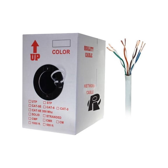 Nippon Labs 50CP-C6-ST-1K-WH1000 ft. Bare Copper 24AWG Cat6 Bulk Cable, Stranded Wire - White