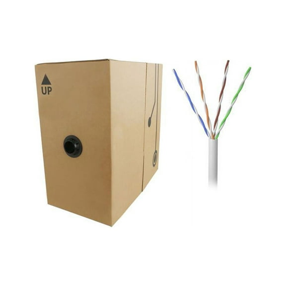 Nippon Labs 50CPE-5E-SD-1K-WH 1000 ft. Bare Copper 24AWG CMR UTP Cat5e Bulk Cable, 350MHz, Solid Wire - White