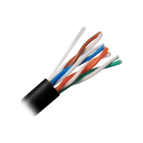 Nippon Labs CAT5E Outdoor Bulk Ethernet Cable, Direct Burial Solid Copper, CMX, 24 AWG, UTP, PE Outdoor Jacket, UV Res, 1000' Pull Box - Black