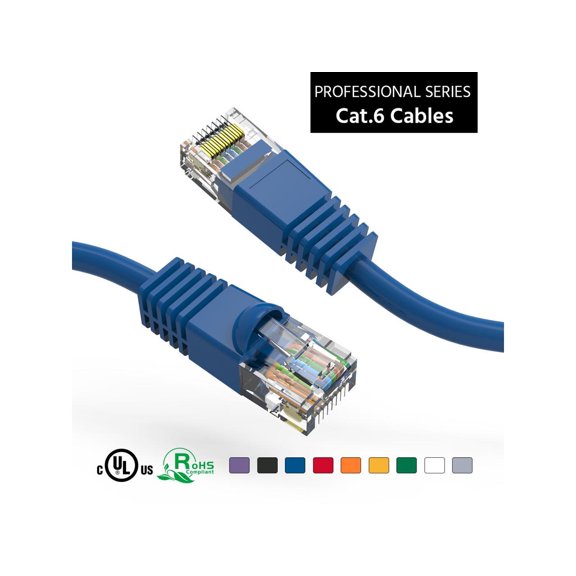 Nippon Labs Cat6 15FT UTP Ethernet Network Booted Cable - Blue - 15 ft. - 24AWG RJ45 Enhanced Cat 6 Patch Cable - 60CAT6-15BL