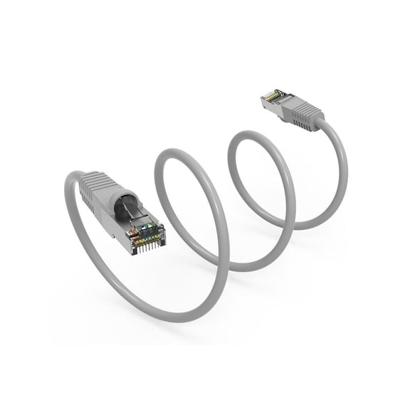 Nippon Labs Cat7 Shielded (SSTP) 600MHz Ethernet Network Booted Cable, 26AWG 1 Feet Gigabit LAN Network Cable RJ45 High Speed Patch Cable, Gray, 60CAT7-1GY