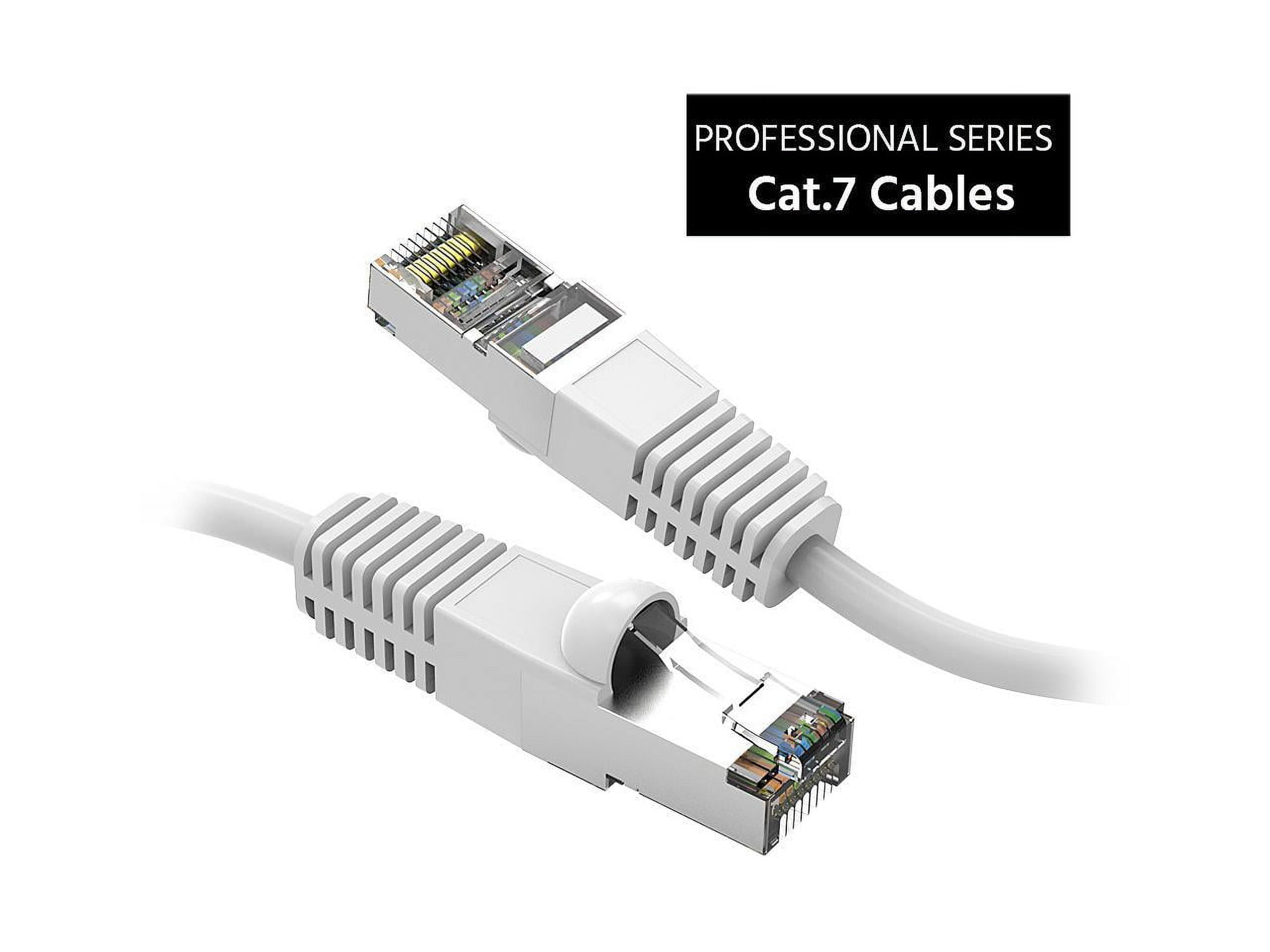 Nippon Labs Cat7 Shielded (SSTP) 600MHz Ethernet Network Booted Cable, 26AWG 50 Feet Gigabit LAN Network Cable RJ45 High Speed Patch Cable, White, 60CAT7-50WT