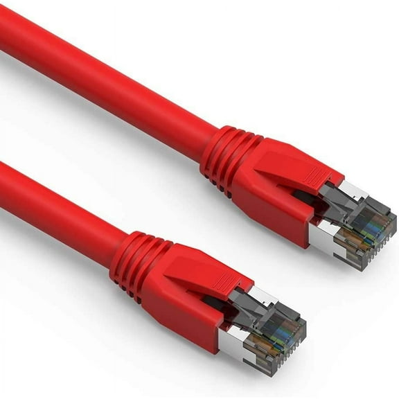 Nippon Labs Cat8 RJ45 0.5FT Ethernet Patch Internet Network LAN Cable, Indoor/Outdoor, 24AWG, Shielded Latest 40Gbps 2000Mhz, Weatherproof S/FTP for Router, PS4, PS5, Xbox, PoE, Switch, Modem (Red)