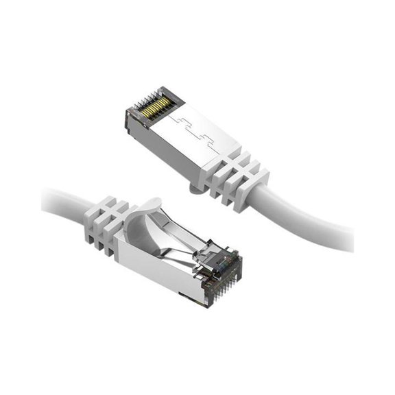 Nippon Labs Cat8 RJ45 3ft Ethernet Patch Internet Network LAN Cable, In/Outdoor, 26AWG, Shielded Latest 40Gbps 2000MHz, Weatherproof S/ftP -in Wall, Outdoor for Gaming/Router/Modem/PC/Switch (White)