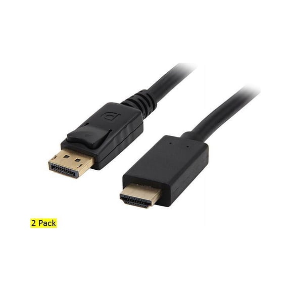 Nippon Labs DP-HDMI-15-2P 15 ft. DP DisplayPort to HDMI Converter Cable Supporting VR / 3D / 4K, Black - DP to HDMI Adapter - (M/M) - 2 Packs