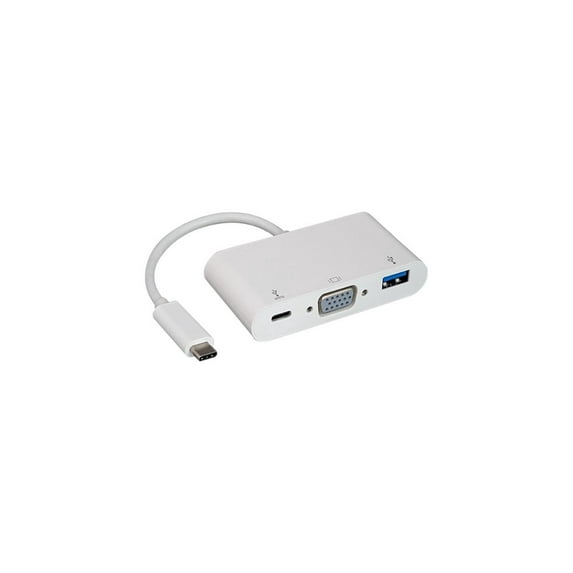 Nippon Labs USB 3.1 Type-C to USB 3.0 / VGA / Type-C Charging Hub, Supports 1920 x 1200 @ 60Hz, White Charging Adapter (30UC-CVGAU3C)