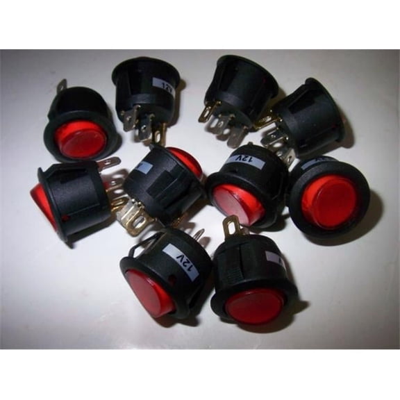 Audiopipe EC1215 Switch Round Rocker W/Red LED 10 Pack