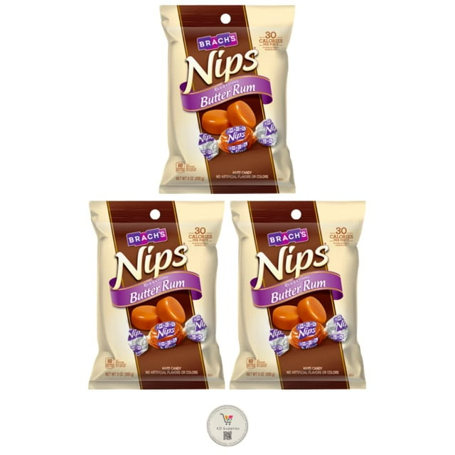 Nips Rich & Creamy Low Calorie Hard Candy, Individually Wrapped (Pack Of 3) 3.5 Oz Bags (Butter