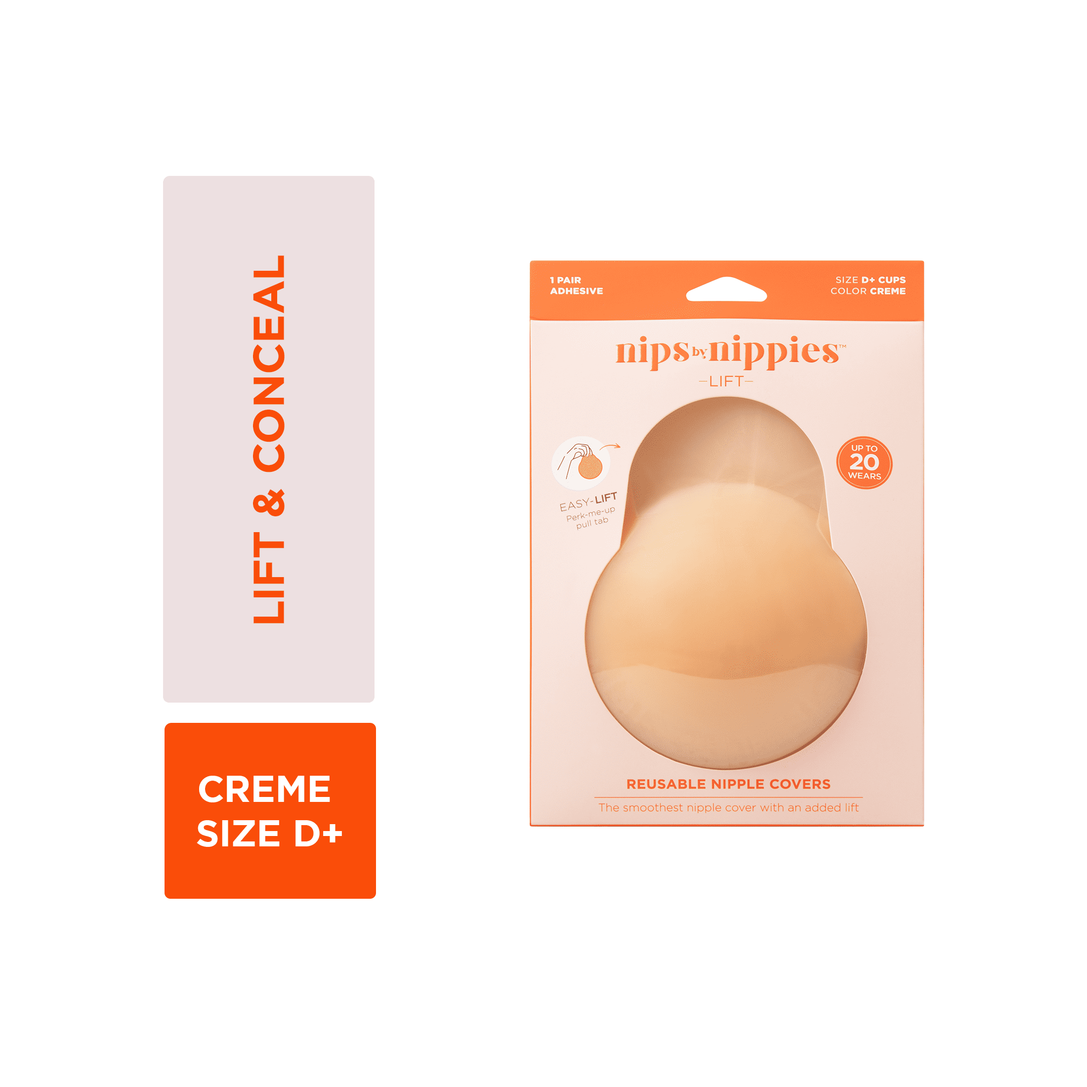 Nips by Nippies Women's Reusable Sticky Silicone Nipple Cover with Lift, Size D