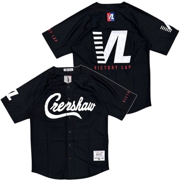 Nipsey Hussle Crenshaw Victory Lap Headgear Classics Embroidered Baseball Jersey (X-Large, Black)