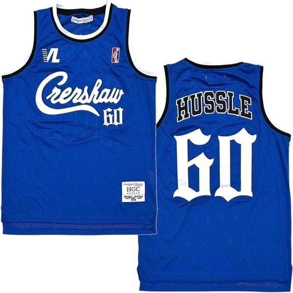 Nipsey Hussle Men's Headgear Classics Crenshaw 60 Embroidered Basketball Jersey (Small, Blue)
