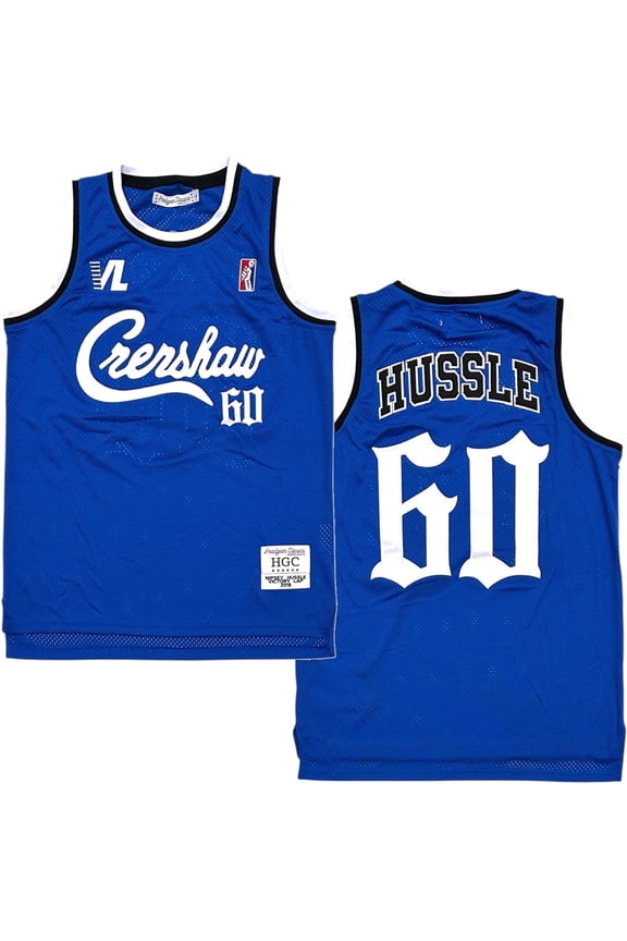 Nipsey Hussle Men's Headgear Classics Crenshaw 60 Embroidered Basketball Jersey (Small, Blue)