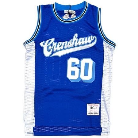Nipsey Hussle Mens Headgear Classics Crenshaw 60 Embroidered Basketball Jersey (X-Large, Blue)