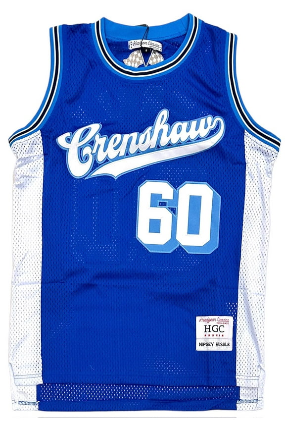 Nipsey Hussle Mens Headgear Classics Crenshaw 60 Embroidered Basketball Jersey (X-Large, Blue)
