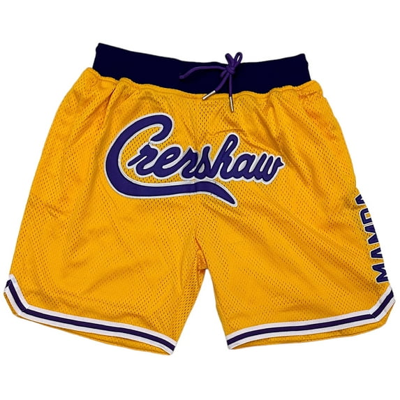 Nipsey Hussle X Kobe Bryant Headgear Classics Crenshaw Mamba Basketball Shorts (Large, Yellow/Purple (Lakers Colorway))