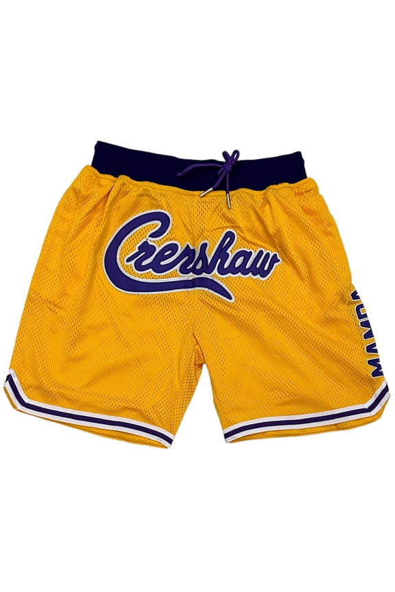 Nipsey Hussle X Kobe Bryant Headgear Classics Crenshaw Mamba Basketball Shorts (Medium, Yellow/Purple (Lakers Colorway))