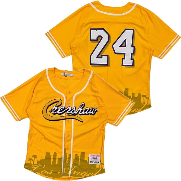 Nipsey Hustle Crenshaw X Kobe Bryant Men's Headgear Classics Baseball Jersey (XXX-Large, Gold)