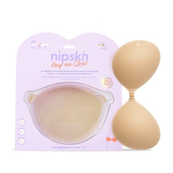 Nipskin Keep Me Close Adhesive Bra Latte Middy– Reusable Strapless Silicone Bra for Shape & Boost. Medium