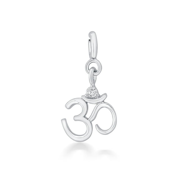 Nipura 925 Sterling Silver Zircon OM Charm Pendant