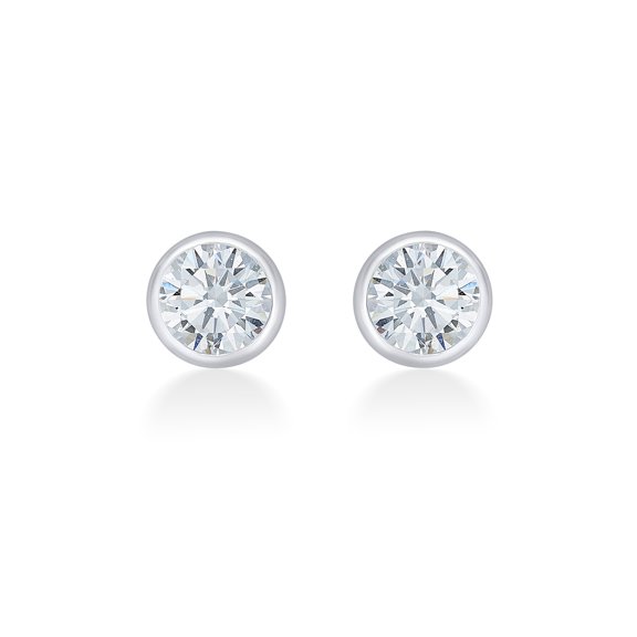 Nipura 925 Sterling Sliver Bezel Zircon Solitaire Earrings