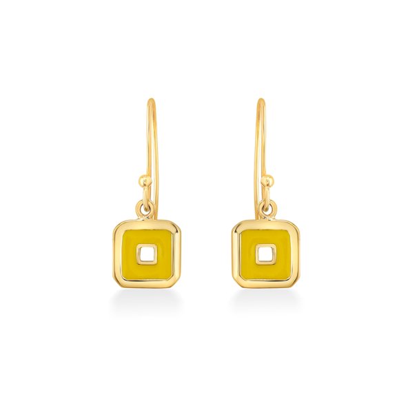 Nipura 925 Sterling Sliver Yellow Squares Drop Earrings- Golden