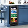 thumbnail image 1 of Nipus 15 Inch Beverage Refrigerator,130 Cans,With Basket And Reversible Hinge,Under Counter Beer Cooler with Glass Door,Black, 1 of 12