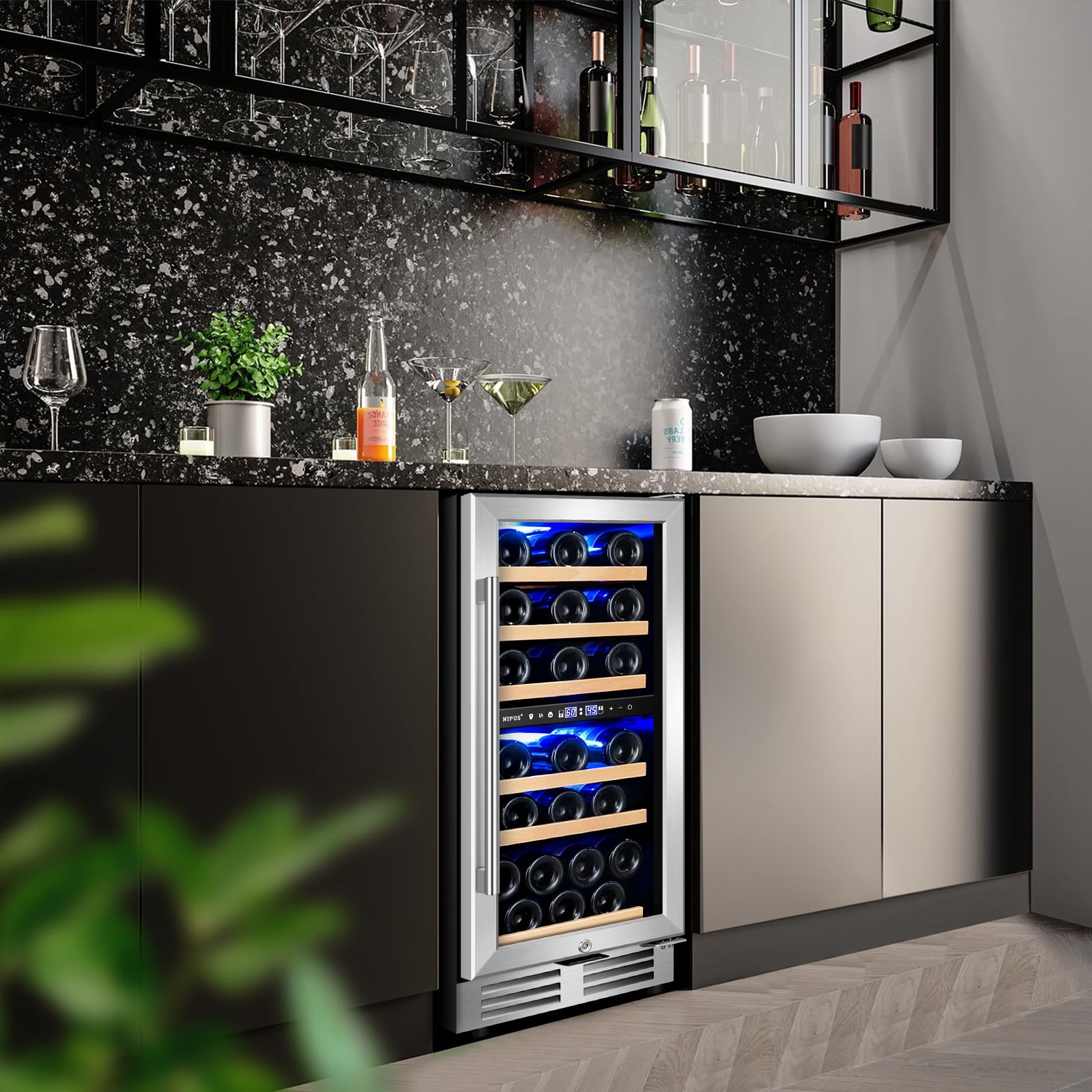 Nipus 15 Inch Wine Cooler Refrigerator 30 Bottle Under Counter Fast