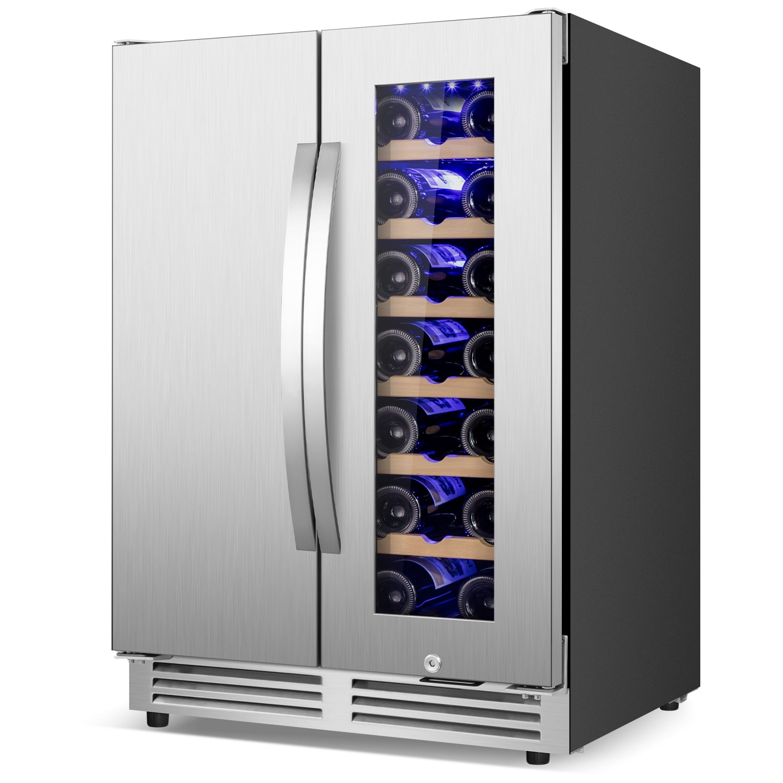 Nipus 24''Beverage Refrigerator and Wine Cooler Dual Zone,Holds 57 Cans and 20 Bottles Wine
