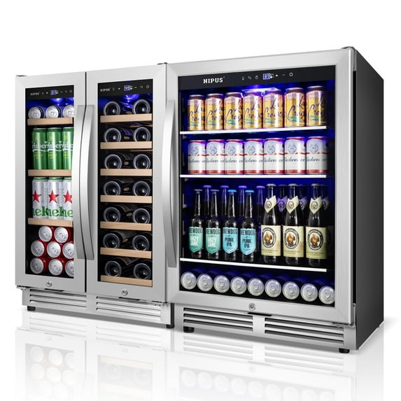 Nipus Wine Cooler and Beverage Refrigerator,Hold 20 Bottles and 200 Cans,Mini fridge with Glass Door for Home/Bar/Office(2 Pack)