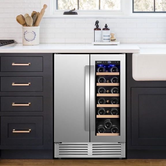 Nipus Wine and Beverage Refrigerator, 18 Bottle and 57 Can,24 Inch Wine Cooler Built-in/Freestanding