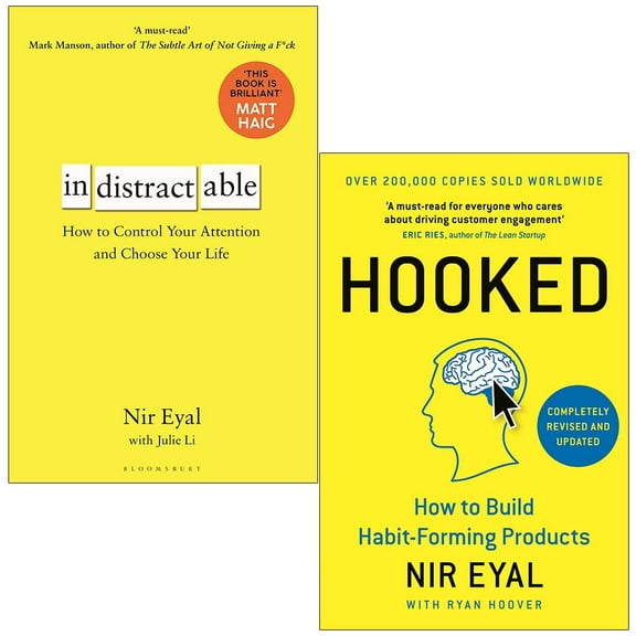 Hooked & Indistractable by Nir Eyal 2 Books - Non Fiction - Hardback/Paperback