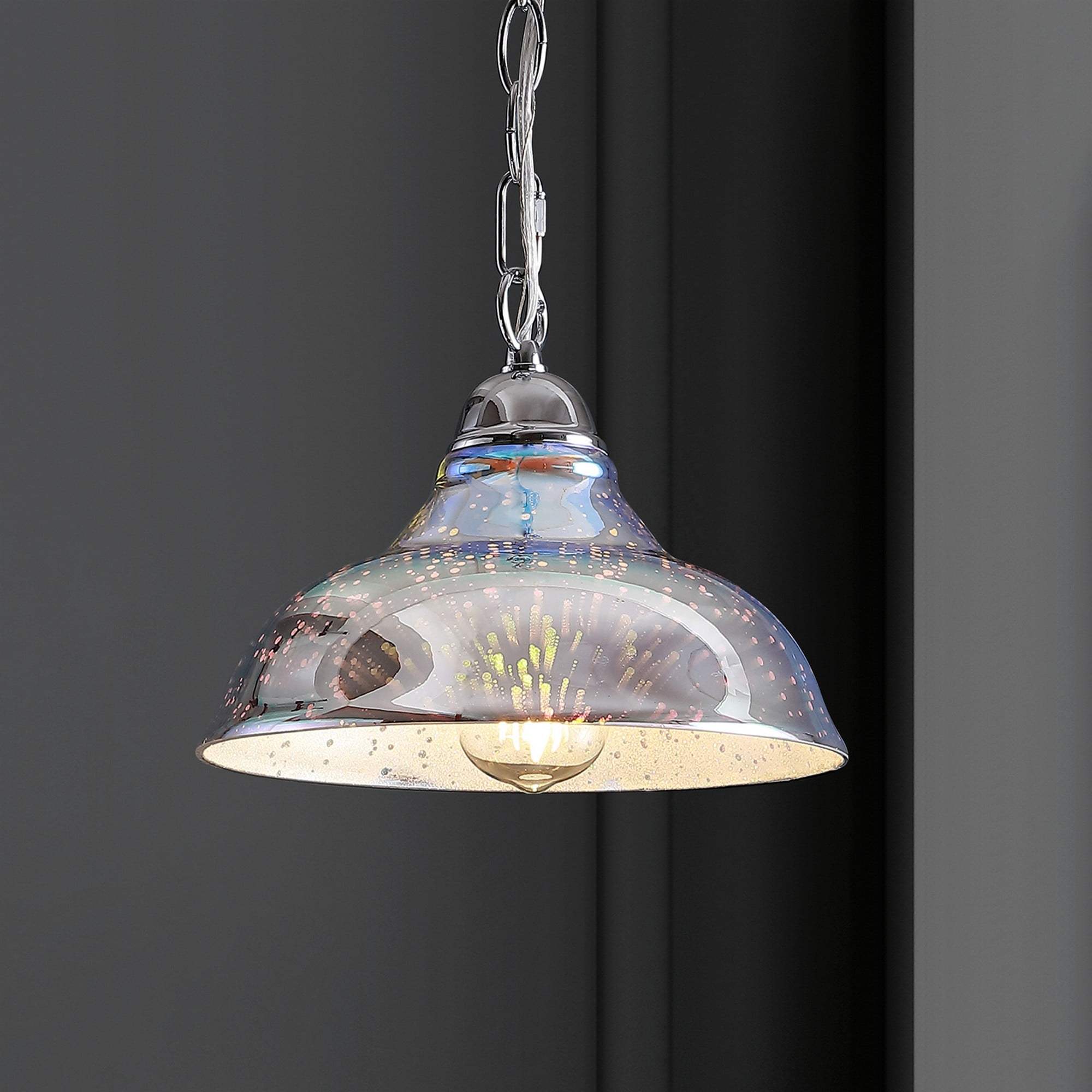 Nora 9.75" Chrome Polished LED Mini Drum Pendant with Clear Glass