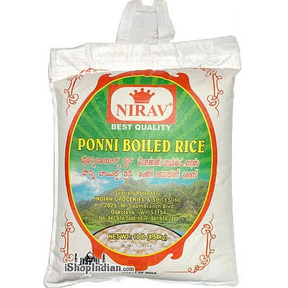 Nirav Ponni Rice - Parboiled - 10 lbs bag