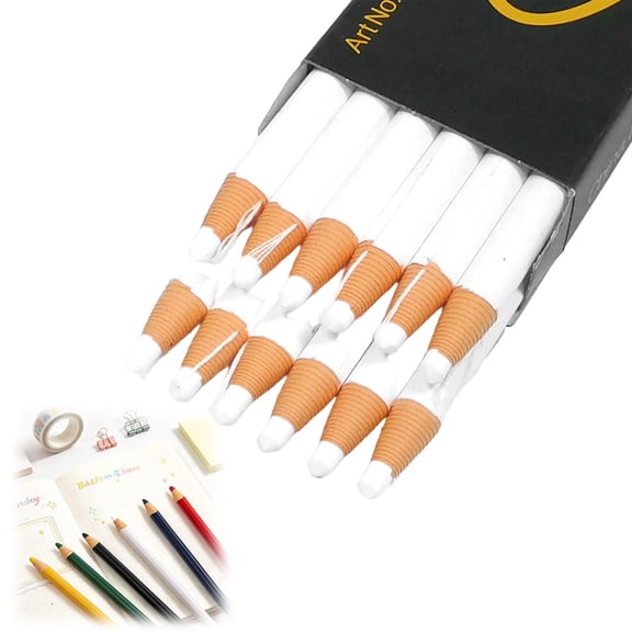 FENGGHAO 12-Pack Industrial Wax Marking Crayons, Peelable Pull String Crayons for Lumber Metal and Fabric, White