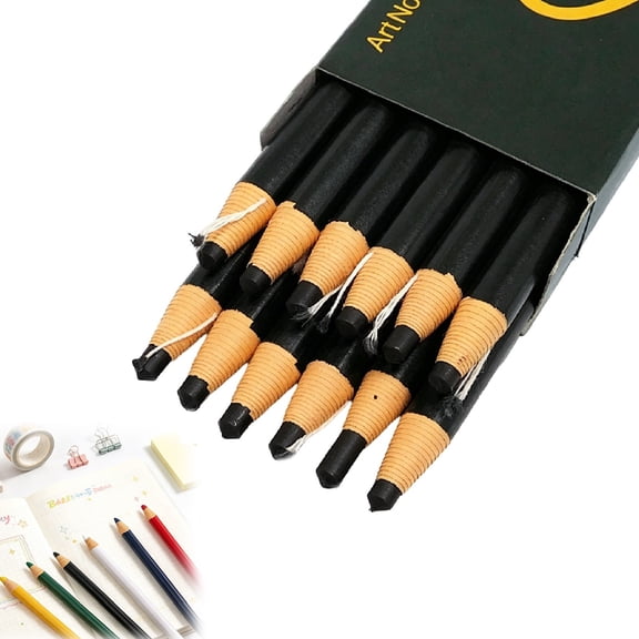 Niriyo 12-Pack Peelable Oil Wax Marking Crayons, Pull String Industrial Wax Sticks for Lumber Metal and Fabric, Black