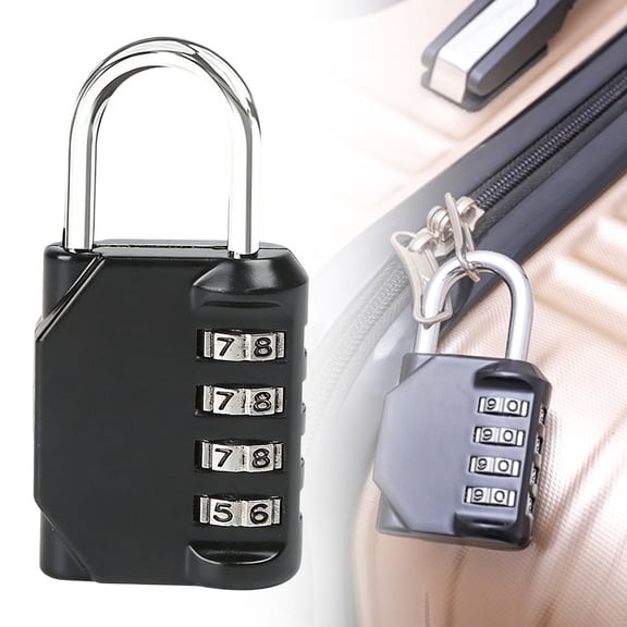 Niriyo Black 4 Digit Combination Padlock – Outdoor School Gym Lock for Lockers, Travel, Toolbox, Cabinet, or Security Locks, Black Finish & Easy to Set, Perfect for Students & Travelers
