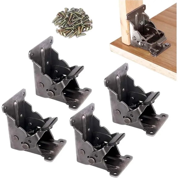 Niriyo Black Folding Bracket Lock - Extension Support Hinges for Table Bed Leg, 2.5mm Stainless Steel, 1 Set