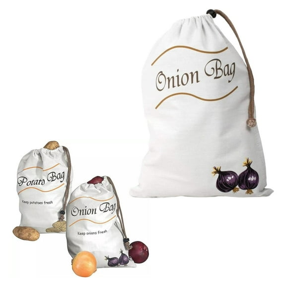 Niriyo Canvas Produce Storage Bag Zippered Potato Keeper with Ventilation Design for Pantry Organization and Vegetable Freshness
