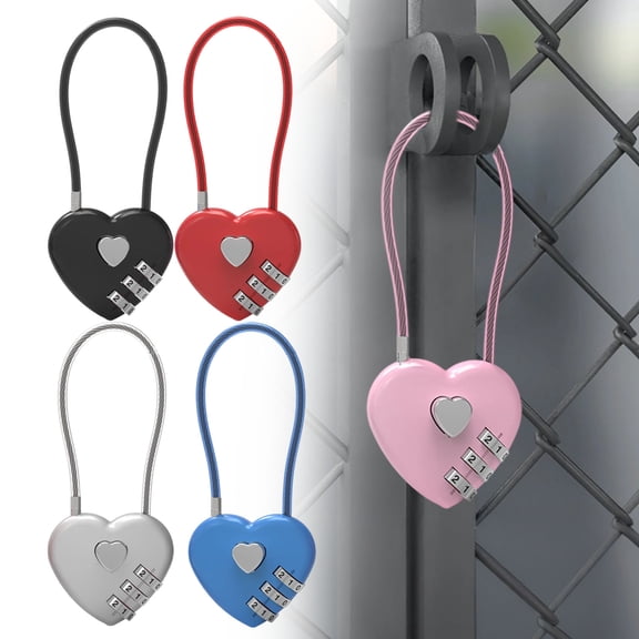 Niriyo Heart Shaped Combination Lock D – Small Cable Padlock for Locker, Backpack, Travel, or Romantic Gift, Heart-Shaped Design & 4-Digit Code, Perfect for Valentine's, Anniversaries, or Couples