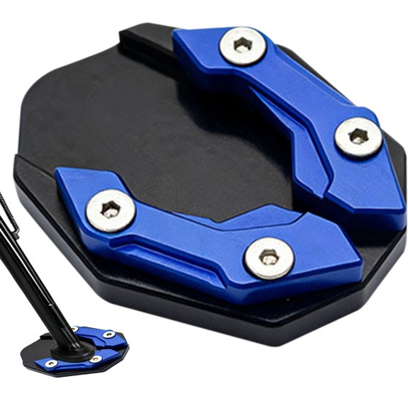 FENGGHAO Motorcycle Side Stand Extension Plate, Aluminum Kickstand Foot Enlarger with Non-Slip Pad, Universal Scooter Parking Support, Blue
