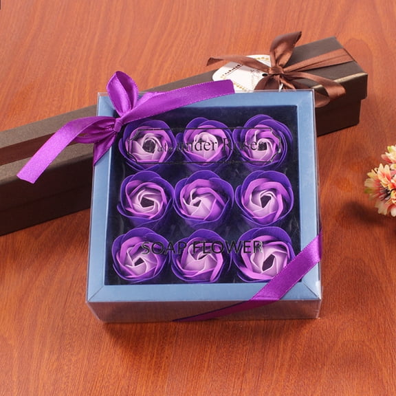 Niriyo Purple Scented Soap Rose Gift Box – Valentine's Day Bath Soap Bouquet, Fragrant Soap Roses for Gift, Soap Flower Arrangement, Purple Rose Scented Home Decor, or Handmade Soap