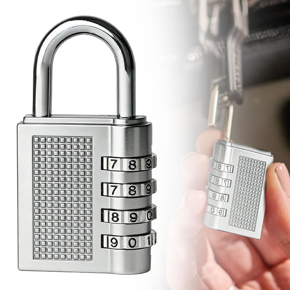 Niriyo Silver Combination Padlock – 4 Digit Password School Locker Lock for Gym, Travel, Toolbox, or Security Use, Silver Metal & Smooth Dial, Durable & Ideal for Indoor or Outdoor Protection