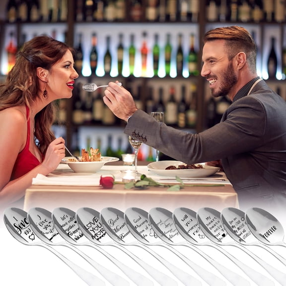 Niriyo Valentine's Day Spoon BXK-9 – Stainless Steel Long Handle Spoon, Decorative Utensil for Valentine's Themed Dining, Novelty Kitchen Tool, Romantic Dining Accent, or BXK-9 Design