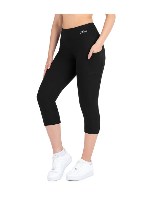 3/4 Capri Leggings For Women - High Waisted Leggings With Pockets