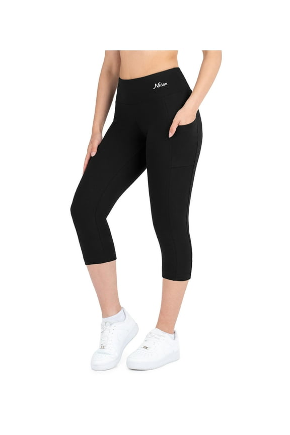 3/4 Capri Leggings For Women - High Waisted Leggings With Pockets
