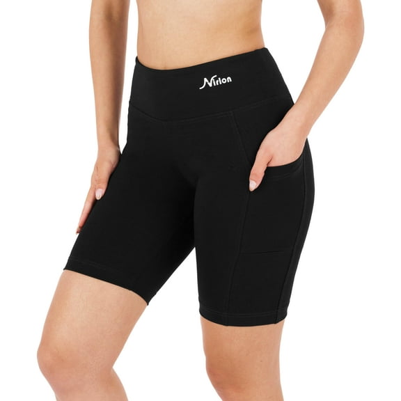 Nirlon Biker Shorts For Women - High Waisted Womens Workout Shorts With Pockets