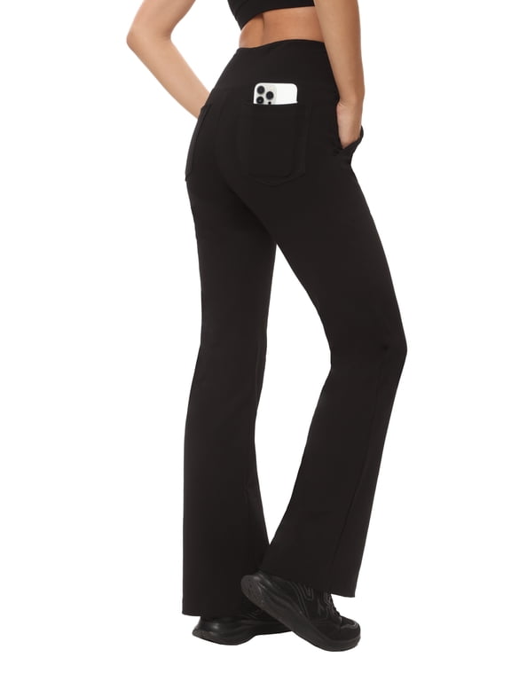 Bootcut Yoga Pants With Pockets - Dressy Flare Leggings For Women